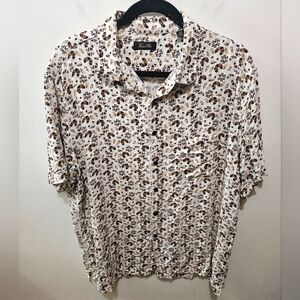 Tasso Elba Men's Brown 70s 80s Silk Button Front Short Sleeve Shirt XXL